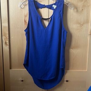 Lily White Royal Blue Sheer Sleeveless Blouse